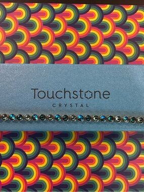 Touchstone Mini Ice Crystal Golden Blue and Clear Tennis Bracelet